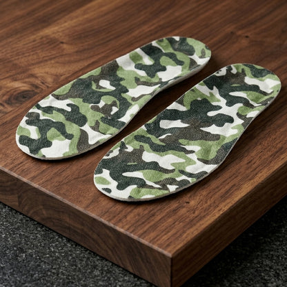 Pair of Wukusy flexible shock-absorbing shoe insoles for size 39 to 42 shoes, showing cushioned and supportive design.