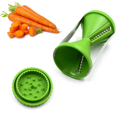 Wukusy 1853 portable spiralizer vegetable slicer with stainless steel blades for spiralizing salad vegetables and fruits.