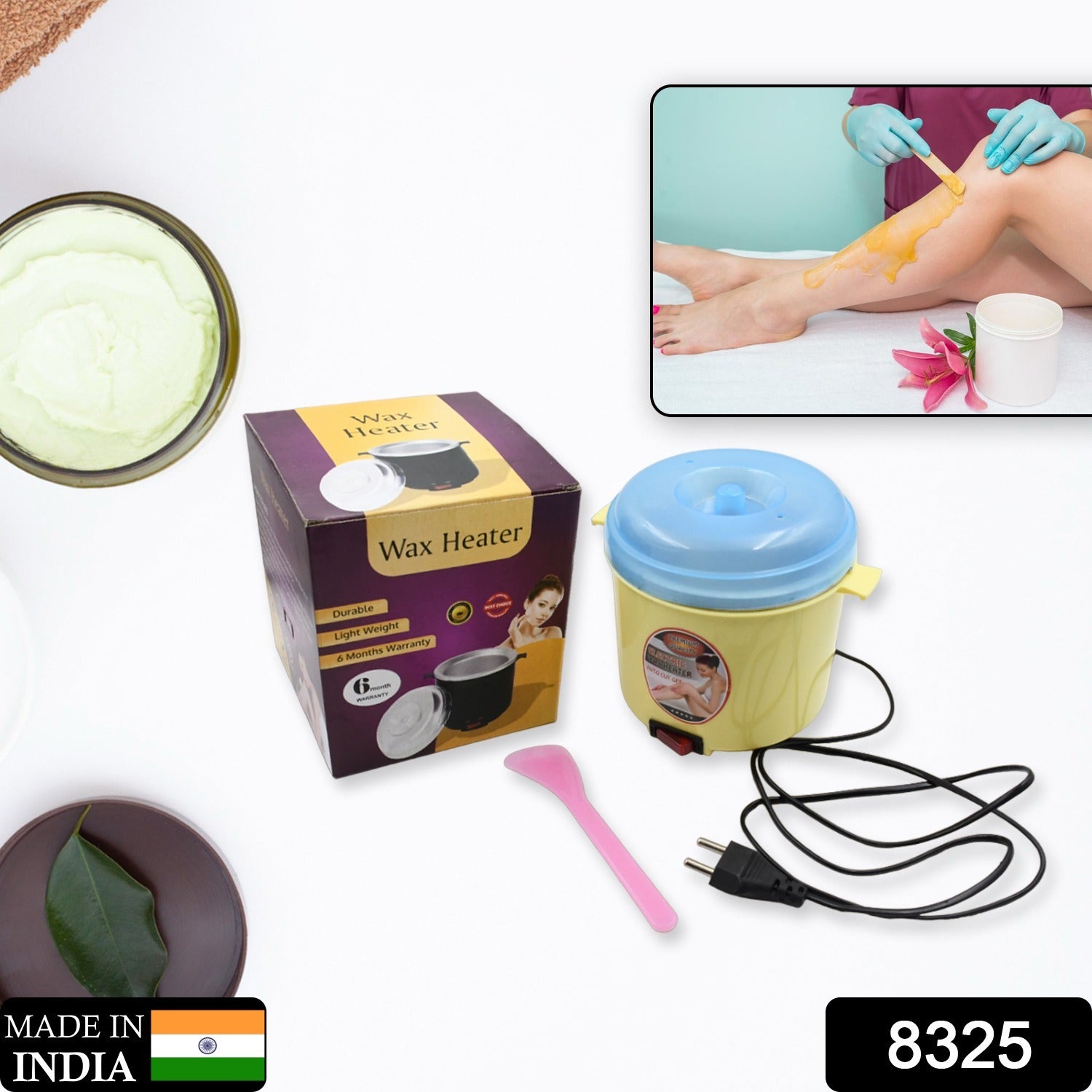 Wukusy 8325 wax heating machine with EU plug, 240W, durable wax warmer for salon or home use in health and beauty settings.