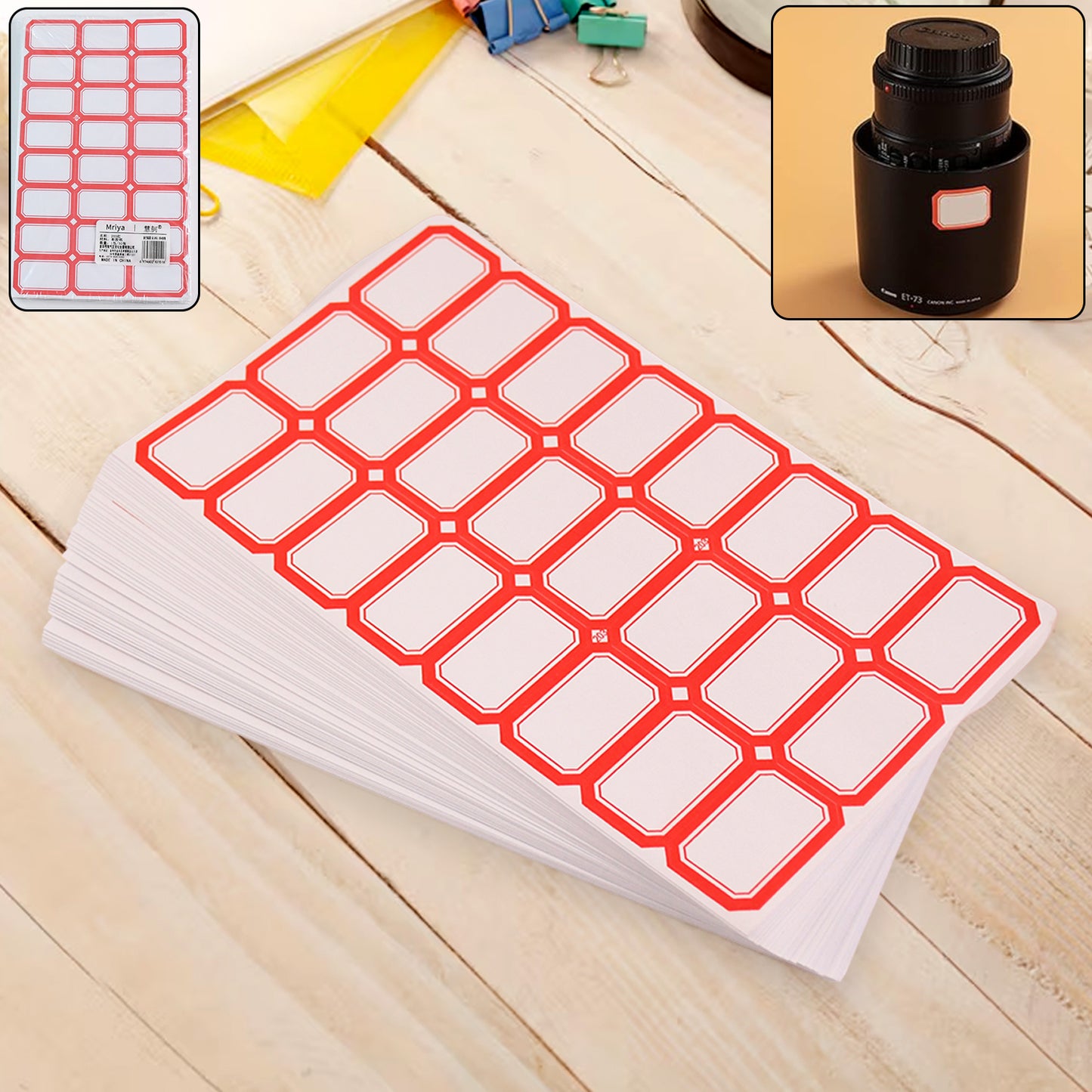 Wukusy multipurpose writable blank label sticker sheets with 50 sheets, showing white adhesive labels on a sheet for office organization.