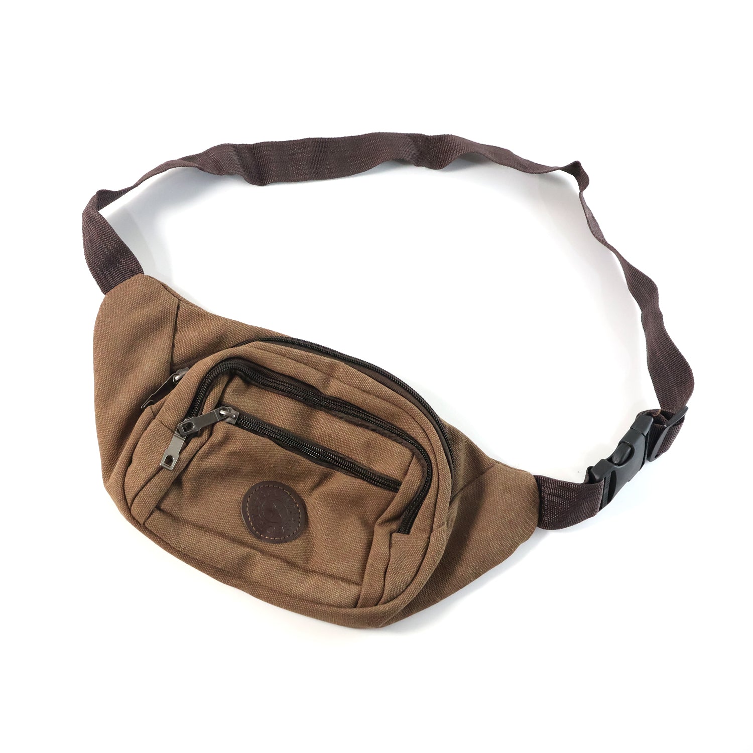 Canvas waist bag for men and women by Wukusy, stylish fashion accessory with adjustable strap and multiple compartments.