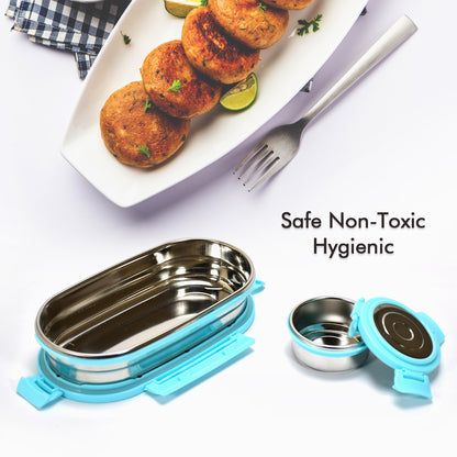 Set of two Wukusy Ganesh stainless steel lunch boxes, small containers for home use, durable and ideal for storing food.