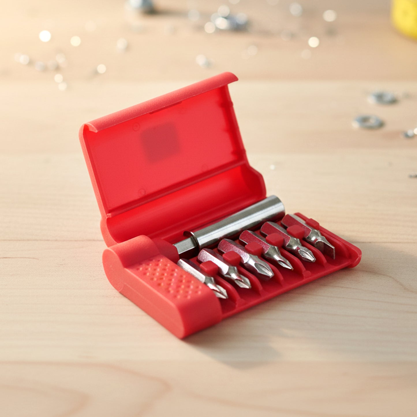 Wukusy mini precision screwdriver bit set with six magnetic bits and holder, ideal for delicate repair projects and electronics.