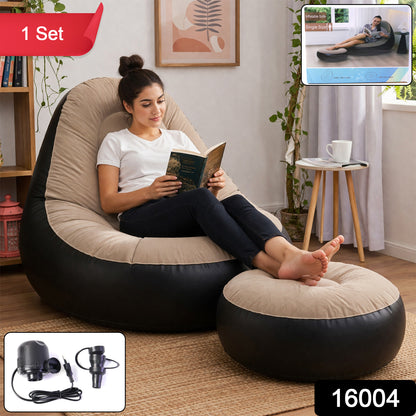 Wukusy inflatable air sofa chair set with one large 100x100x73cm and a smaller 55x55x30cm seat, made of durable, colorful material