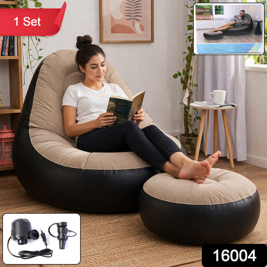 Wukusy inflatable air sofa chair set with one large 100x100x73cm and a smaller 55x55x30cm seat, made of durable, colorful material