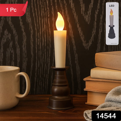 Wukusy premium LED flameless candle with decorative holder, soft glowing light, perfect for home decor and ambiance.