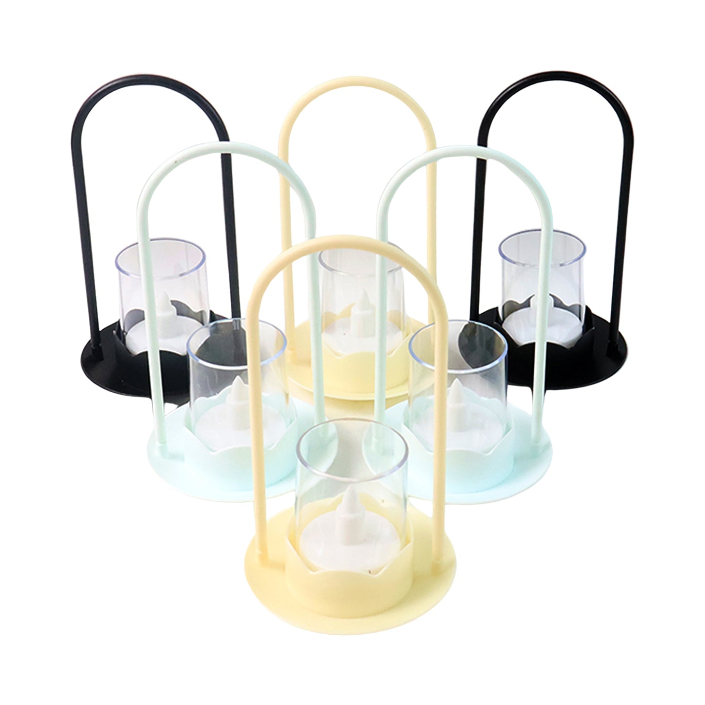 Six Wukusy decorative plastic flameless LED wind light candles for home decor, featuring warm flickering light and modern design.