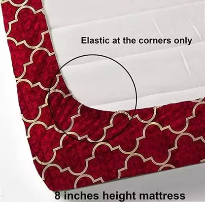 Single size cotton checked fitted bedsheet by Ekom with a classic checkered pattern, perfect for a cozy bedroom setting.