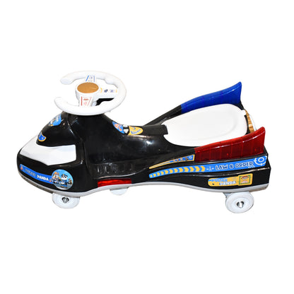 Wukusy Twisted Police Ride-on Toy Car for Kids with musical features, lights, and a sleek police car design for children.