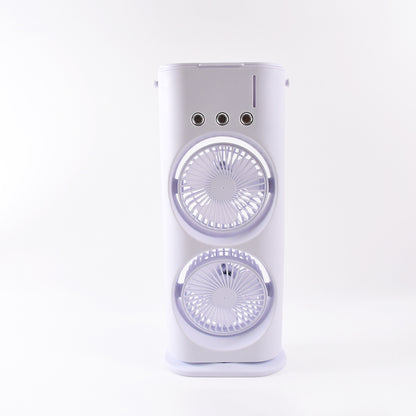 Wukusy portable tower mist spray cooling fan with adjustable air vents and misting feature, ideal for personal cooling.