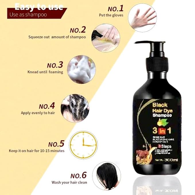 Drpshippr BLOSDREAM 3-in-1 black hair shampoo bottle with label, showcasing sleek black packaging and product branding.