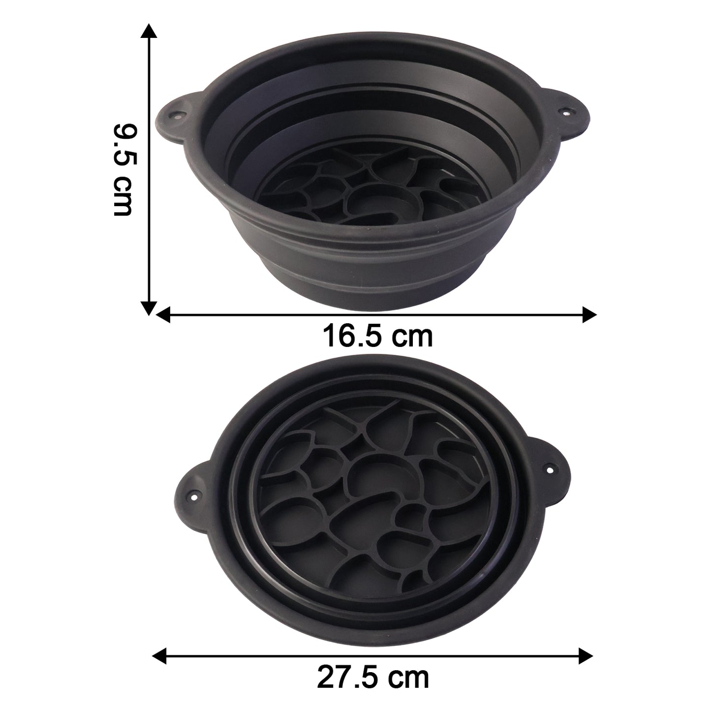 Portable foldable silicone ice bath bowl by Wukusy, shown folded for compact storage and ready for use in cold therapy treatments.