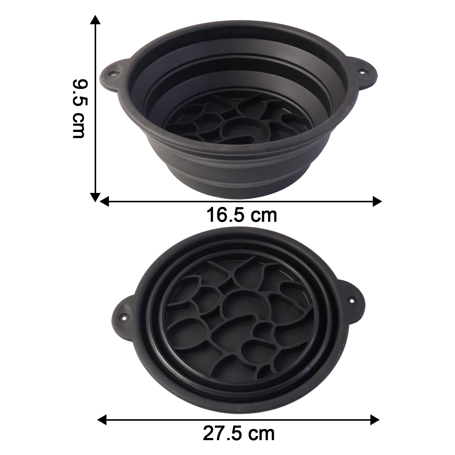 Portable foldable silicone ice bath bowl by Wukusy, shown folded for compact storage and ready for use in cold therapy treatments.