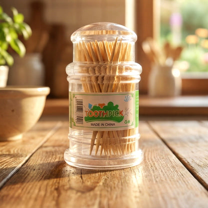 Wukusy premium wooden toothpick jar pack with multiple jars displayed, showcasing natural wood finish and compact storage design.