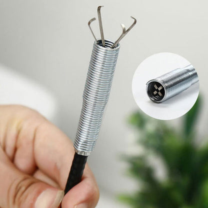Wukusy 1628 multifunctional cleaning claw for drain clearing, shows flexible 290cm drain pipe cleaner tool with spring design.