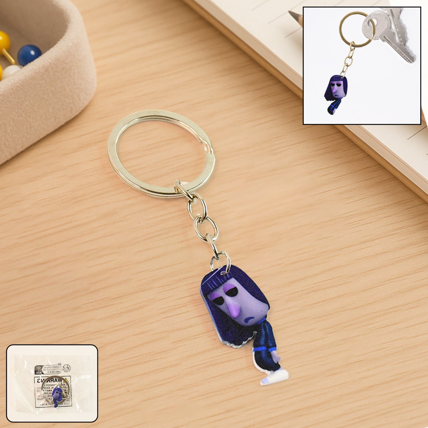 Wukusy cartoon-themed character keychain as a fun home decor accessory, featuring a colorful, large-sized character design.