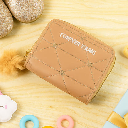 Kids travel wallet by Wukusy featuring soft fur zip puller, compact design, ideal for children’s essentials and easy handling.