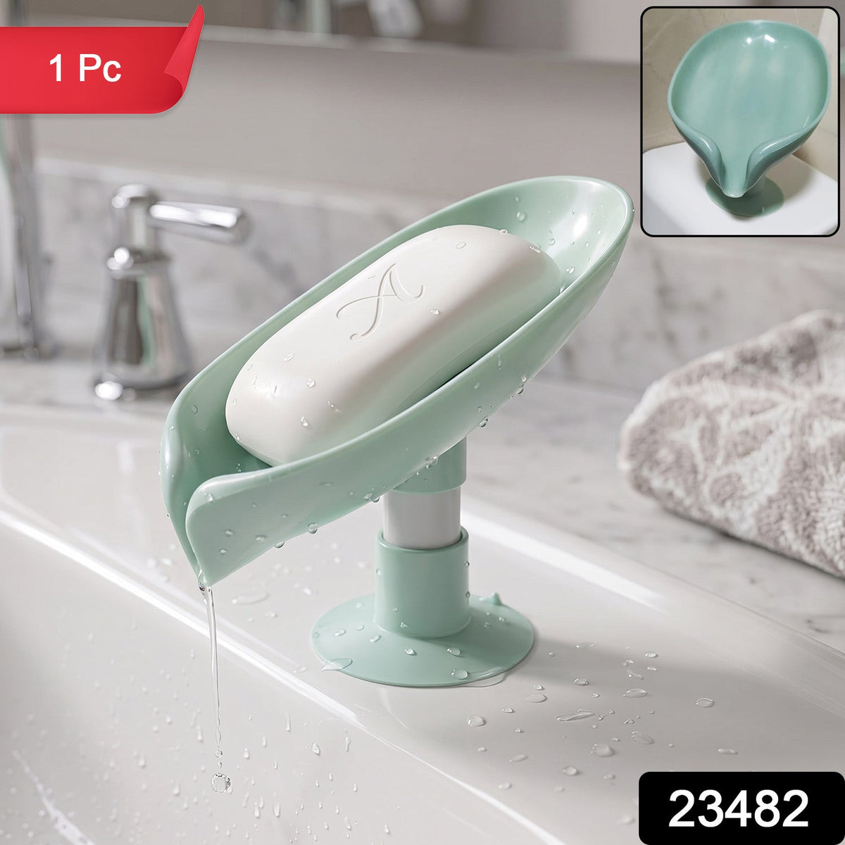 Plastic Leaf Suction Cup Soap Holder  Wall-mounted Bathroom Organizer