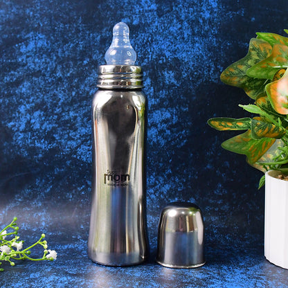 Wukusy Supermom Lion stainless steel baby feeding bottle with 250ml capacity, designed for gentle feeding and durable baby care.