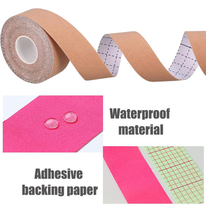 Wukusy face lifting tape for facial tightening, 2.5 cm by 5 m, showing the product roll with skin-toned tape for skin firming