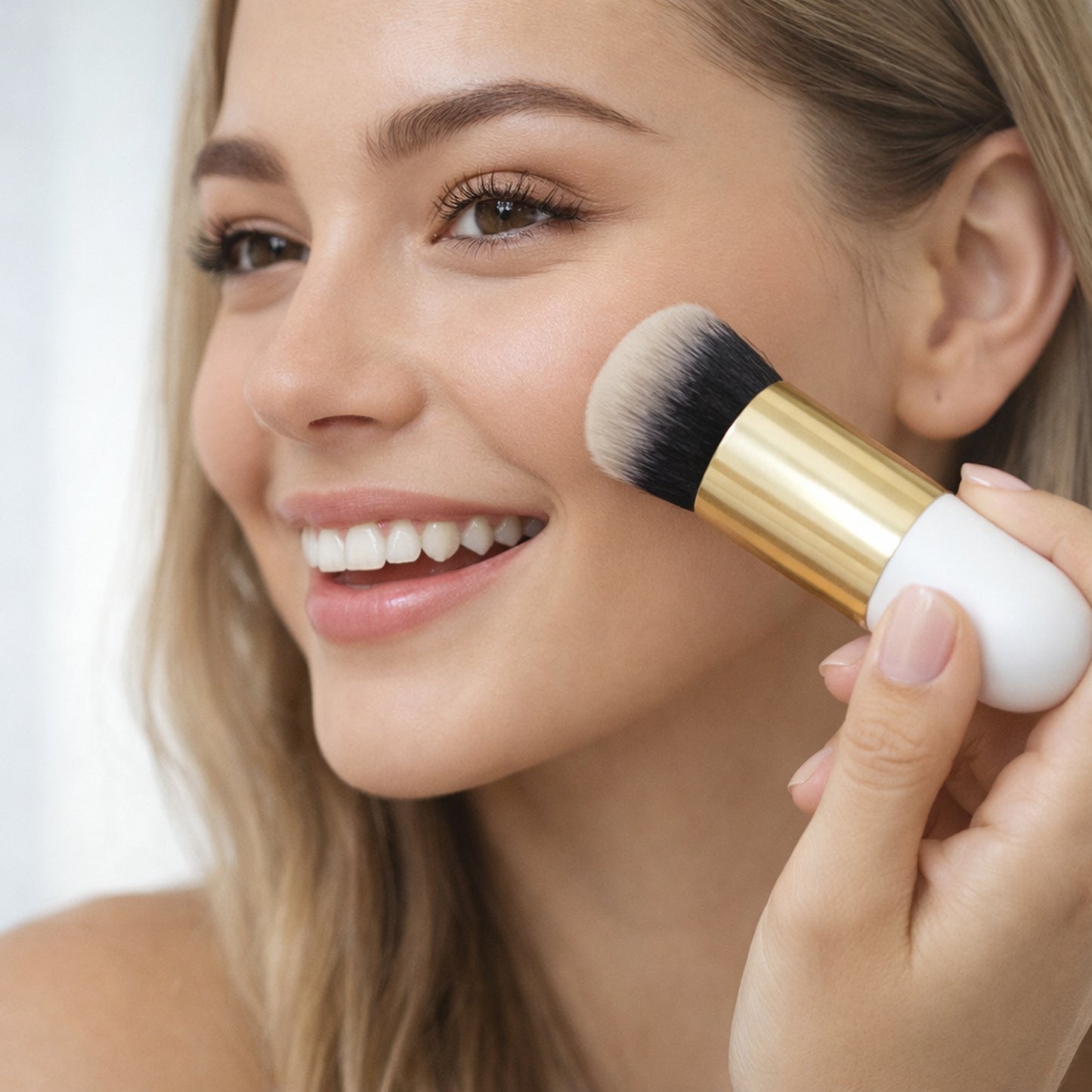 Wukusy professional makeup face brush with soft bristles and ergonomic handle for flawless foundation application.