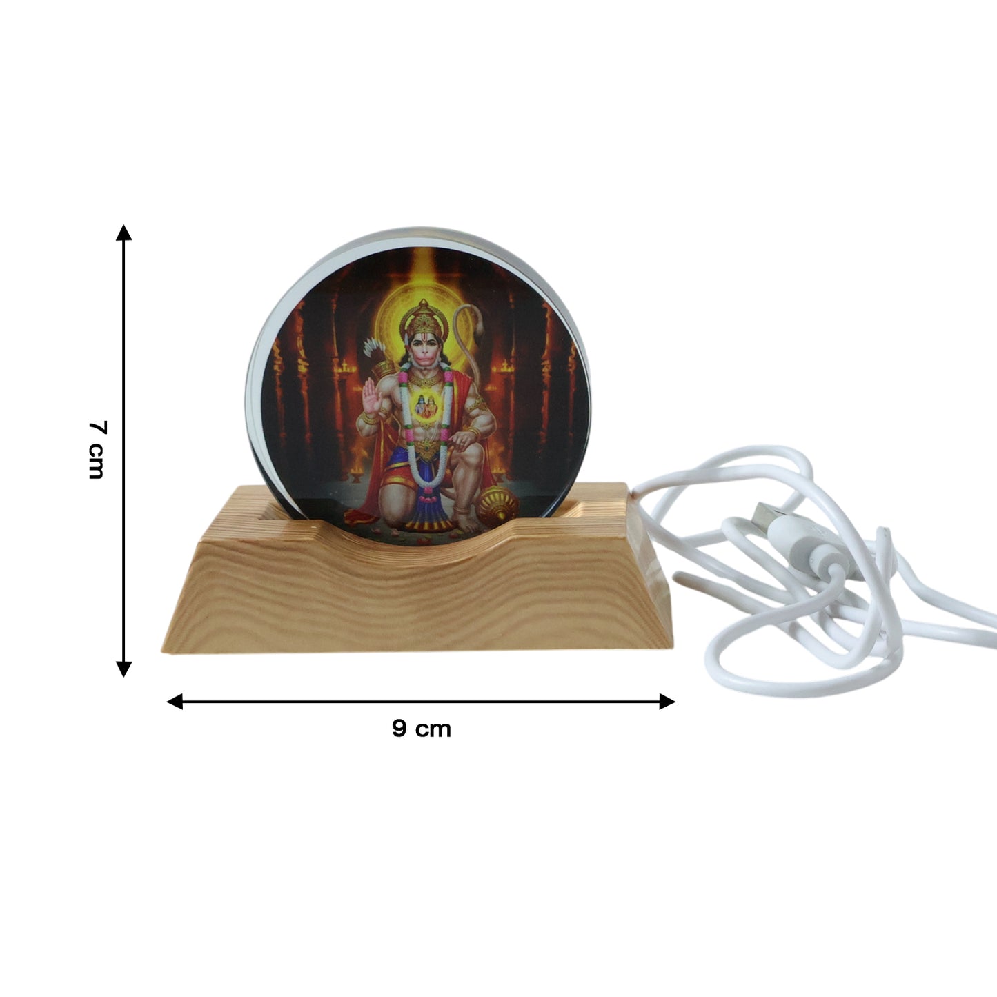 3D acrylic LED night lamp featuring Hanuman Ji design by Wukusy, illuminated display with intricate detailing
