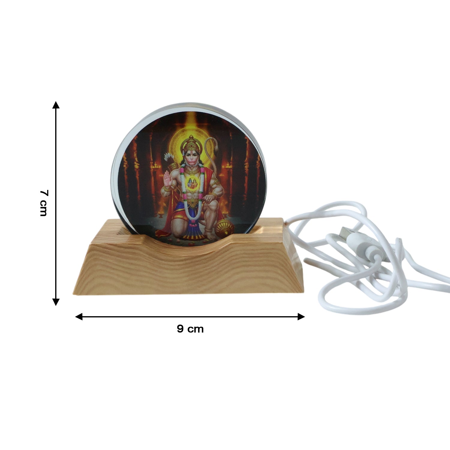 3D acrylic LED night lamp featuring Hanuman Ji design by Wukusy, illuminated display with intricate detailing