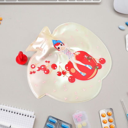 Wukusy Apple-shaped hot water bottle bag for pain relief, made of soft fabric, designed for comfort and warmth.