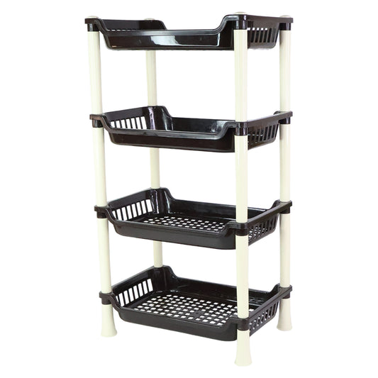 Small Wukusy Apex 4-layer plastic storage rack with multiple compartments for home and kitchen organization.