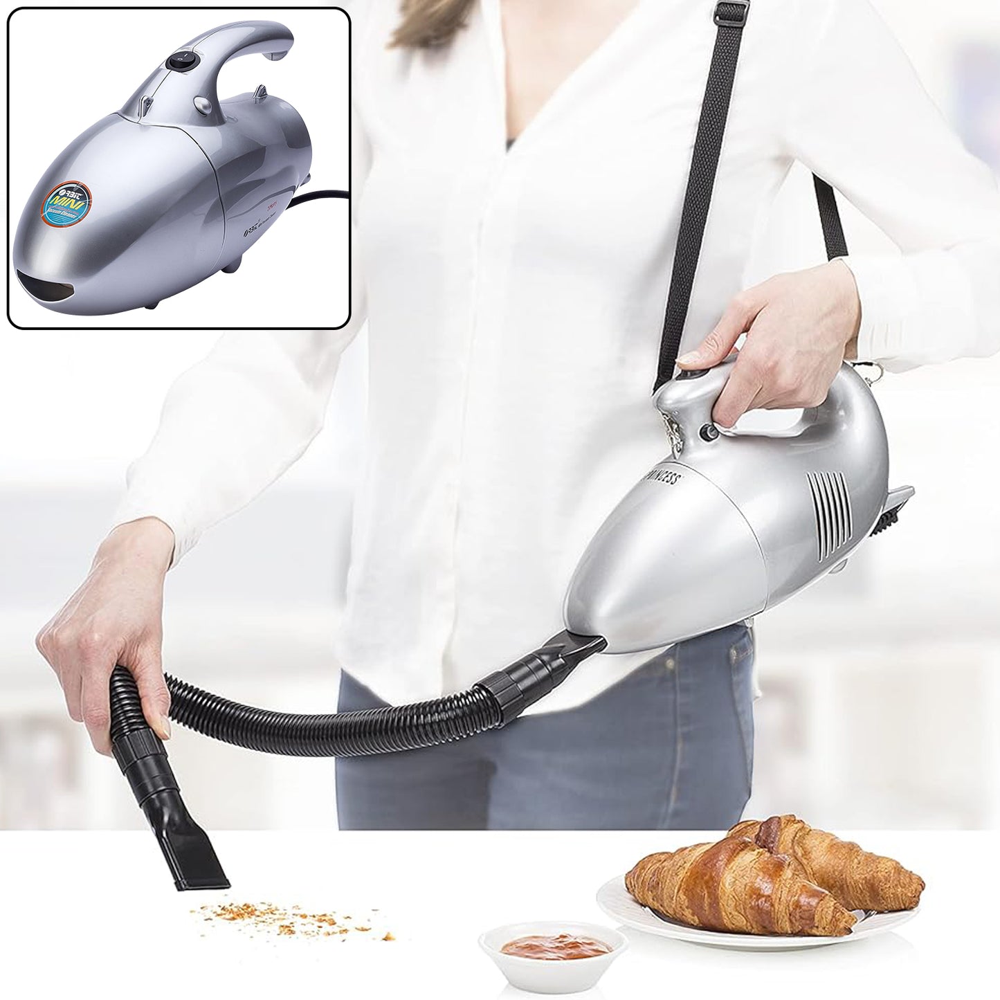 Wukusy Orbit high power handheld mini vacuum cleaner with 800W motor, compact design, and ergonomic grip for quick cleaning.