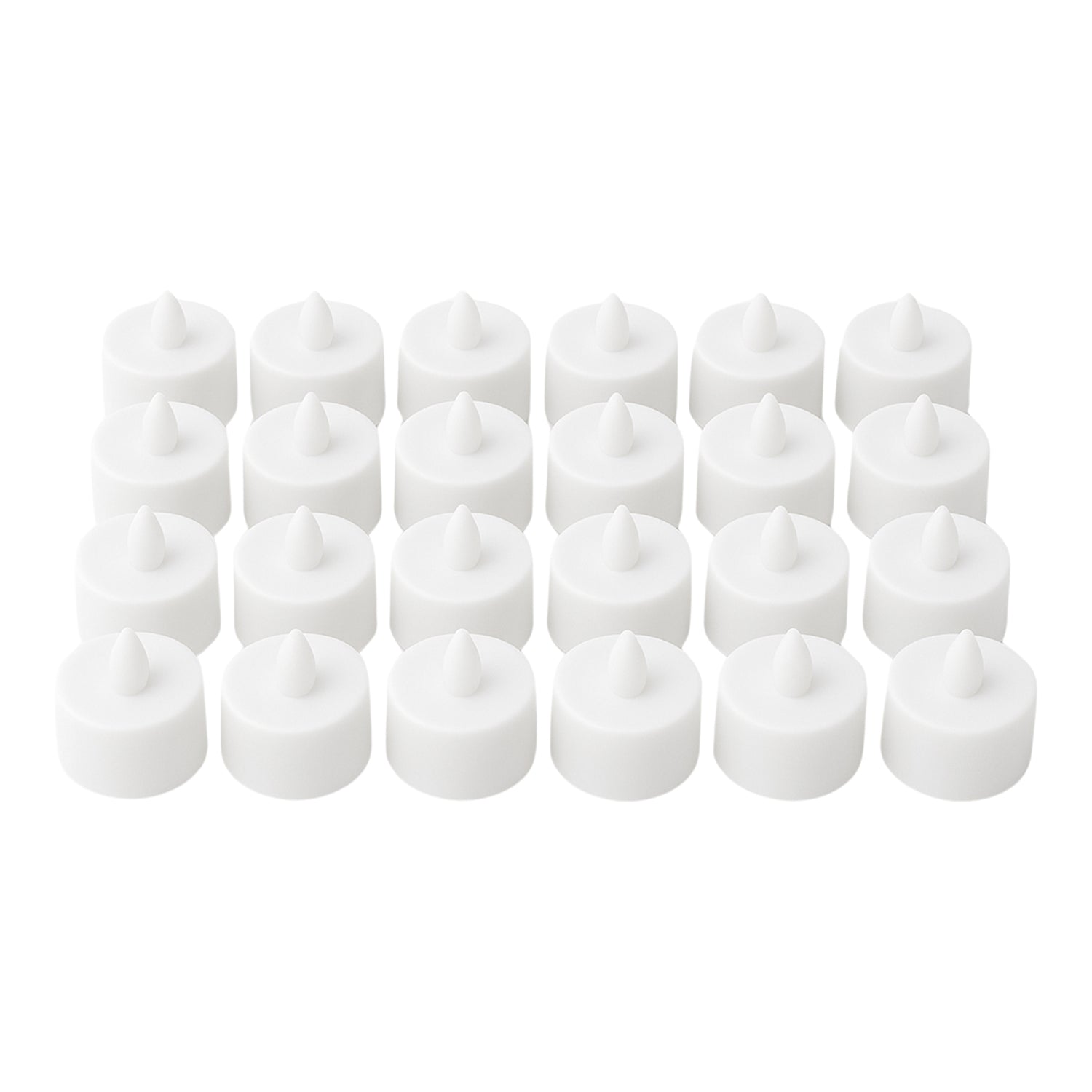 Wukusy flameless LED tealights in a plastic holder, smokeless decorative candles for home decor, pack of 24.