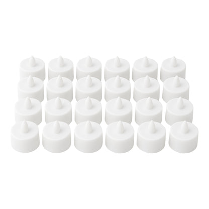 Wukusy flameless LED tealights in a plastic holder, smokeless decorative candles for home decor, pack of 24.