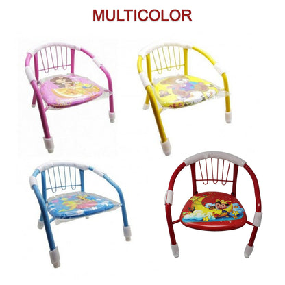 Colorful cartoon design baby chair by Wukusy with soft cushion and metal backrest for toddlers, 4-piece set.