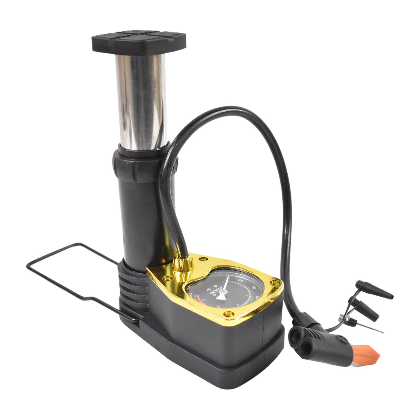 Wukusy portable high pressure foot air pump with needle for inflating sports balls and inflatable items.