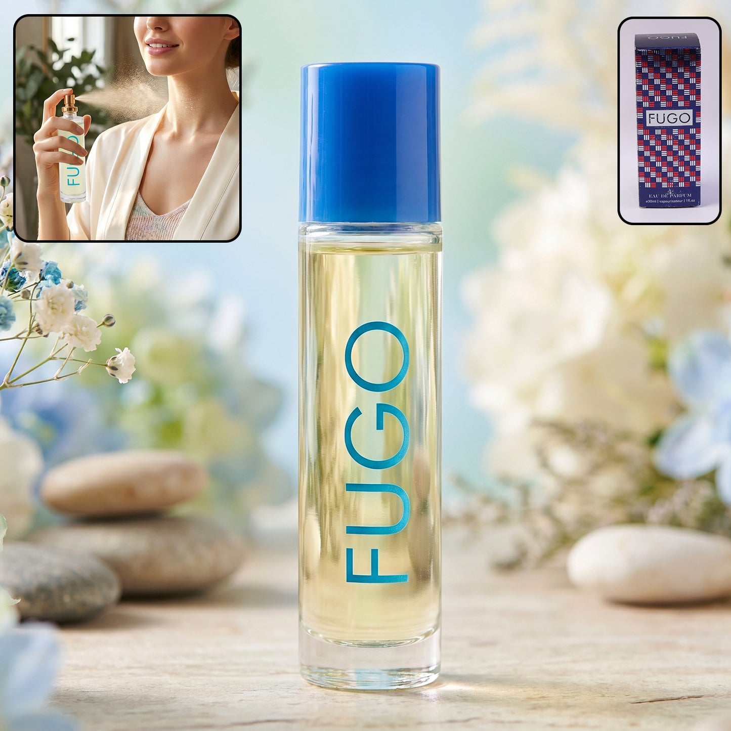 Wukusy Fugo Eau De Parfum spray bottle, 30ml, with elegant packaging and a sleek design.