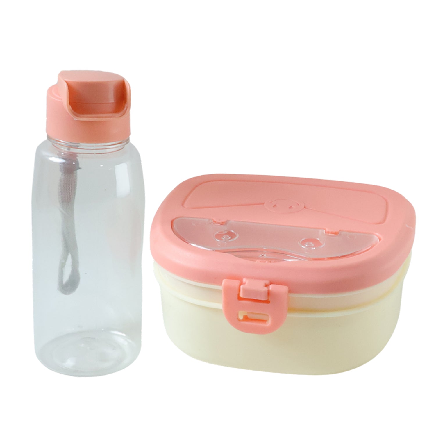 Wukusy plastic lunch box with matching water bottle, set includes one durable food container and drink bottle for kids.