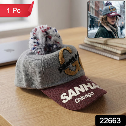 Wukusy winter baseball-style woolen cap in neutral color, featuring a classic baseball cap design with warm wool material.