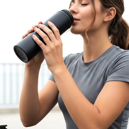 Wukusy premium stainless steel sports water bottle with flip top lid, 900ml capacity, sleek design and durable construction