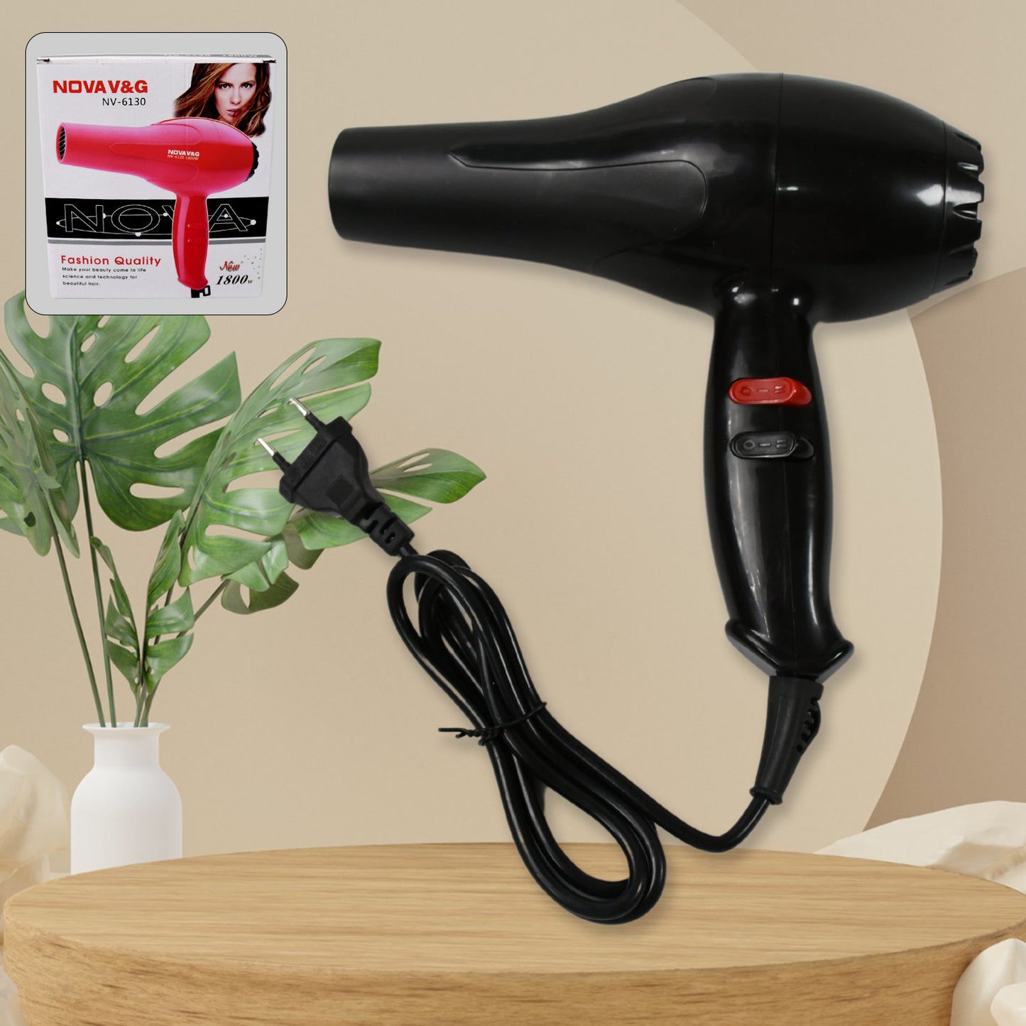 Wukusy 13025 professional multi-purpose salon hair dryer with 2-speed settings, 1800 watts, suitable for women and men