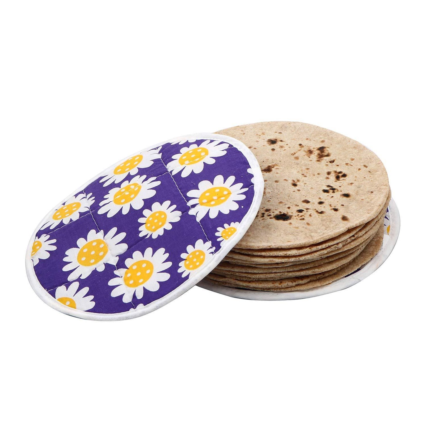 Wukusy round hygienic rotichapati print design cover for kitchen or home use, featuring a colorful traditional pattern.