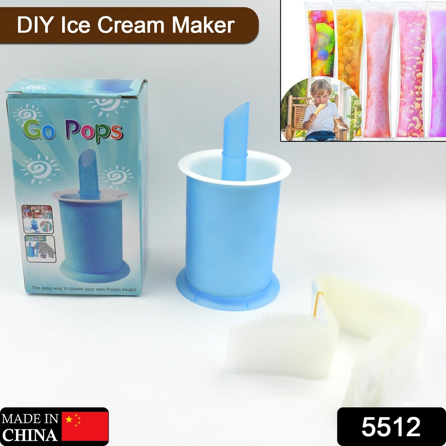 Wukusy 5512 homemade popsicle maker with reusable mold and packing bag, perfect for DIY ice cream treats for kids and adults.