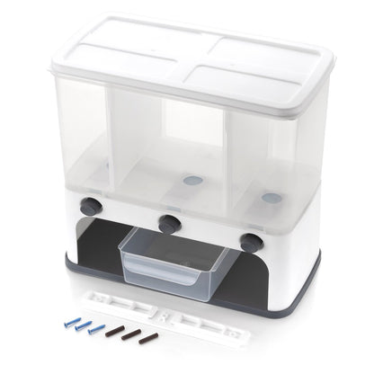 Wukusy 2550 Easy Flow cereal dispenser with wall mount and push button for kitchen storage and easy cereal dispensing