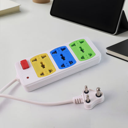 Wukusy compact 3-socket universal extension board for office use with multiple power outlets and safety features.