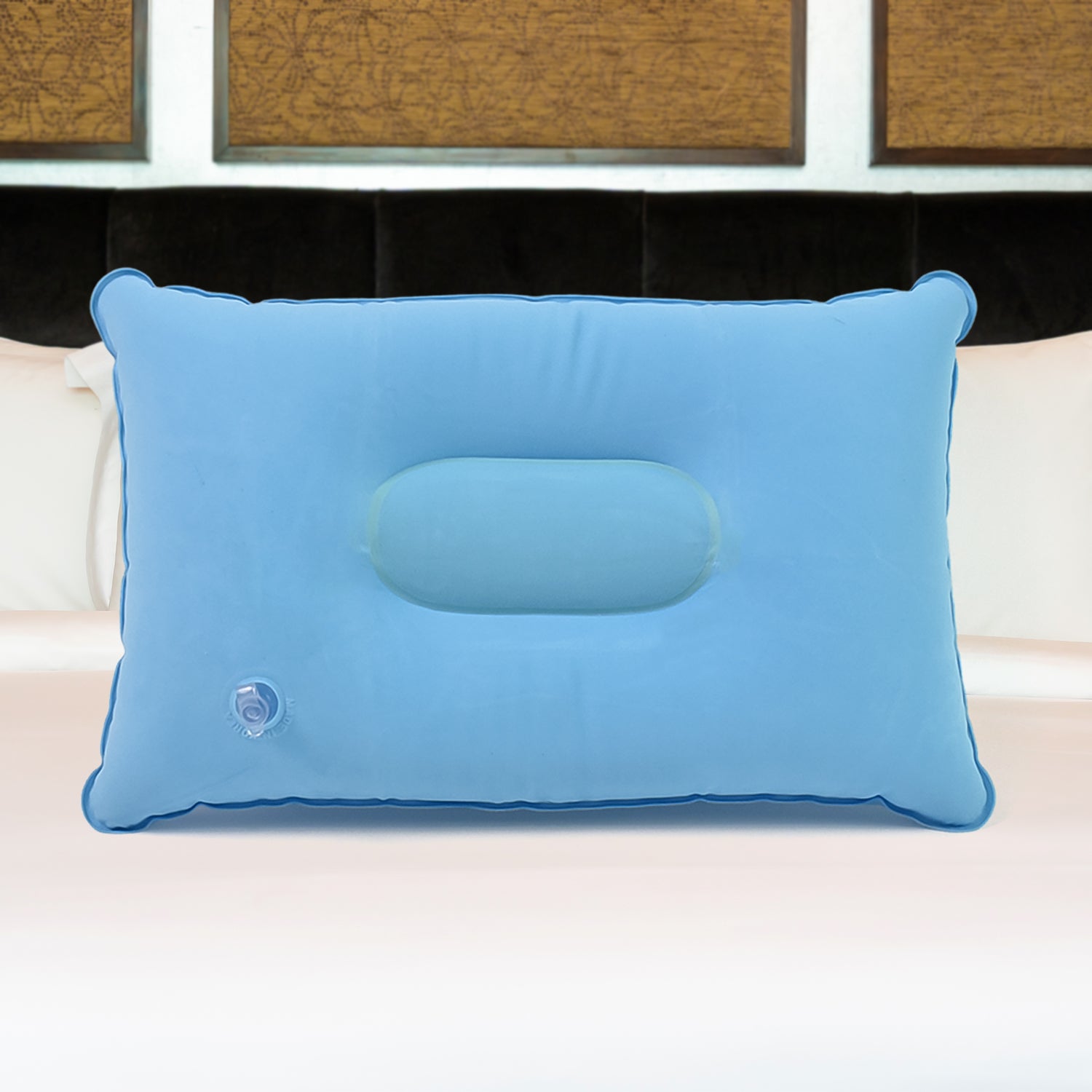 Wukusy comfortable inflating travel pillow in mixed colors, compact and supportive for easy packing and resting during travel.