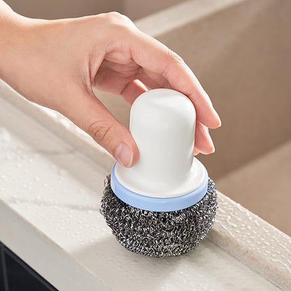 Wukusy 5214 dish brush, small multifunctional palm scrubber for dishes, pots, pans, and kitchen cleaning tasks.