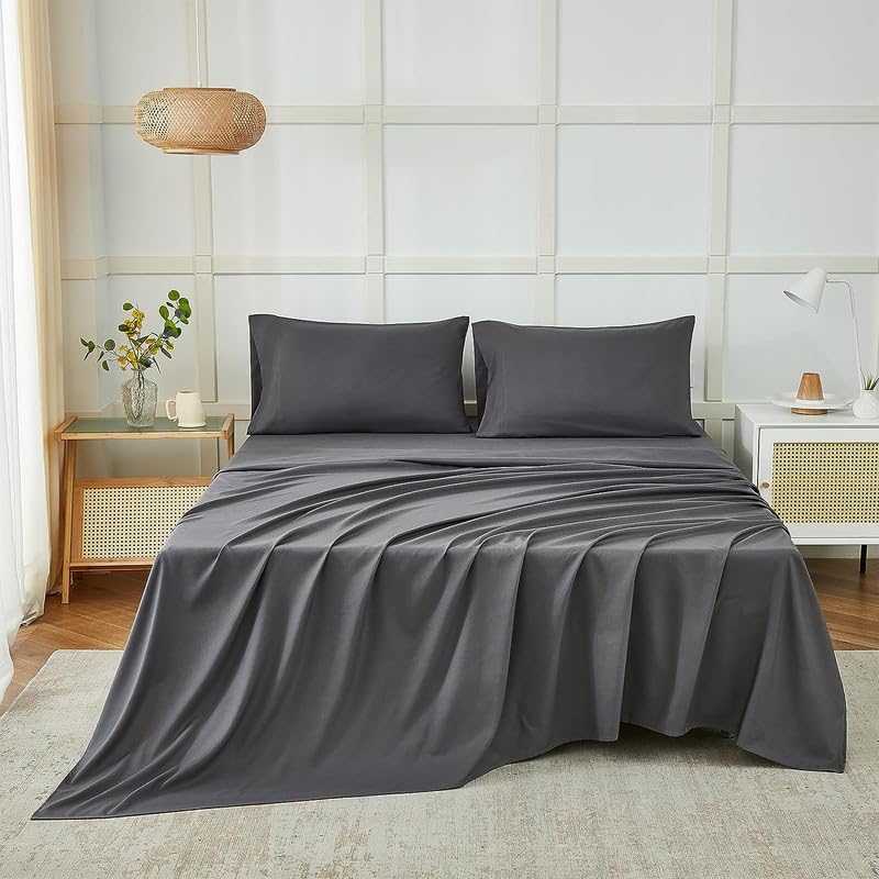 Dark grey seasons bedsheet for double bed with two matching pillow covers, made by FIZZI SHOP.