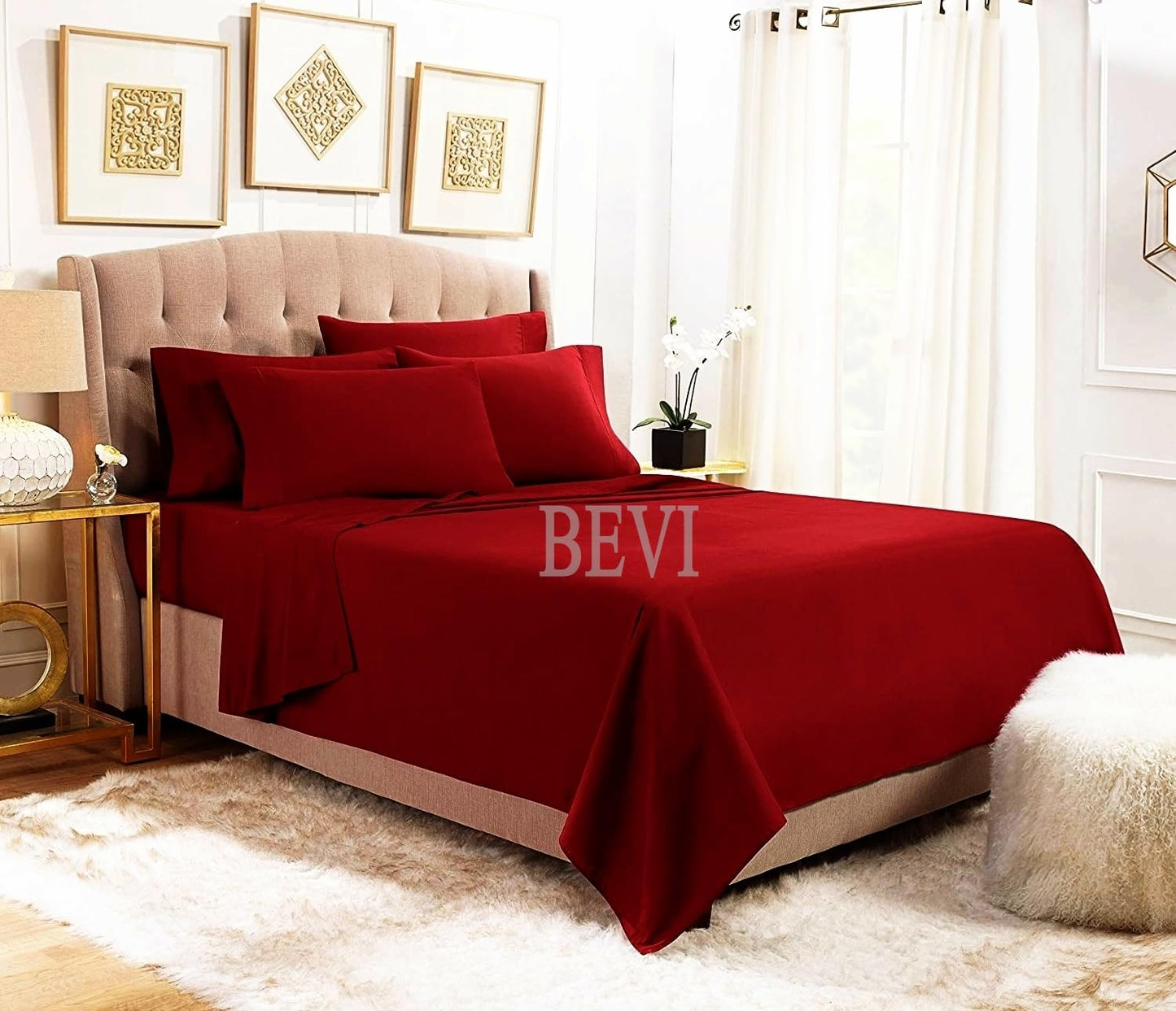 Maroon FIZZI SHOP Seasons double bedsheet with two matching pillow covers, soft fabric and elegant design for bedroom decor.