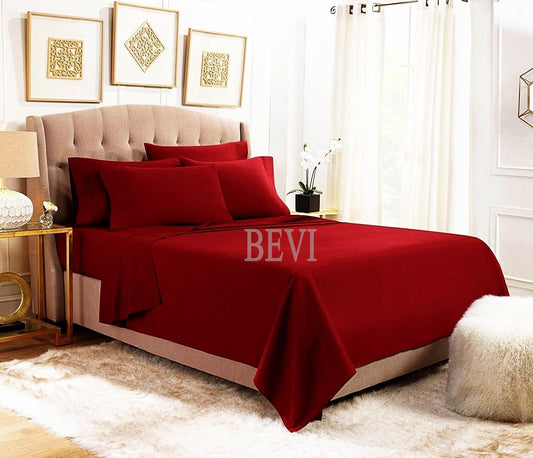 Maroon FIZZI SHOP Seasons double bedsheet with two matching pillow covers, soft fabric and elegant design for bedroom decor.