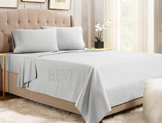 Silver grey Seasons double bed bedsheet with two pillow covers from FIZZI SHOP, showcasing smooth fabric and elegant design.