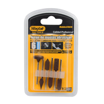 Set of 6 Wukusy mounted abrasive grinding wheel bits for rotary tools, ideal for detailed home improvement and grinding tasks.